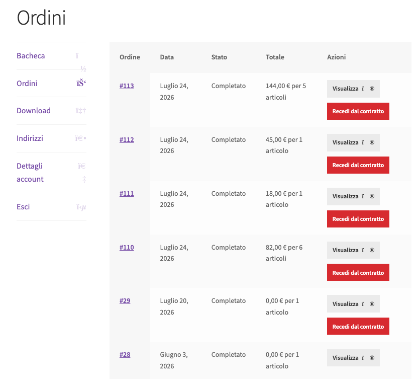 Diritto di Recesso by Weblink (WordPress Plugin) - immagine 2