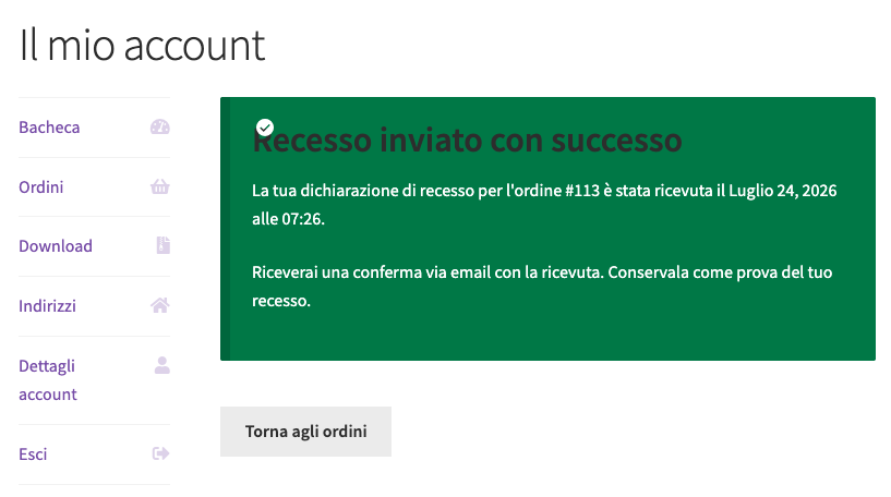 Diritto di Recesso by Weblink (WordPress Plugin) - immagine 5
