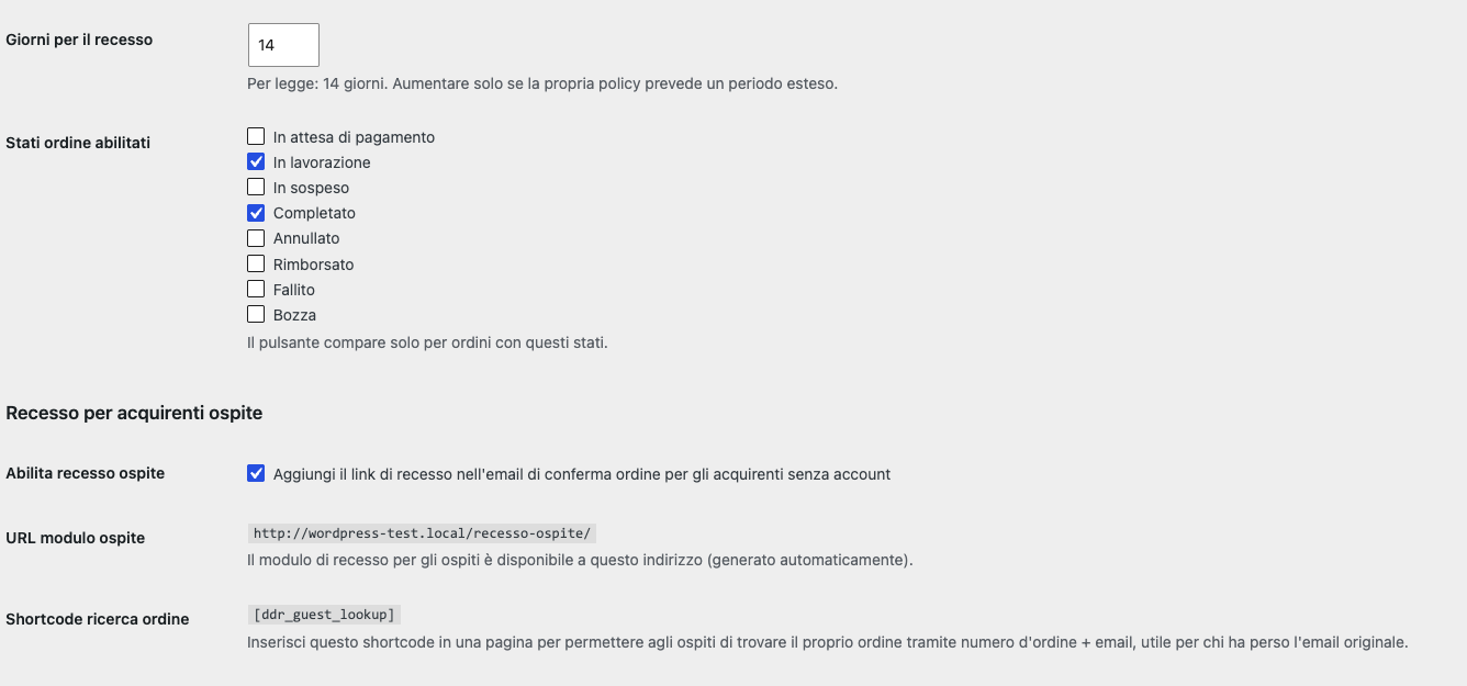 Diritto di Recesso by Weblink (WordPress Plugin) - immagine 8